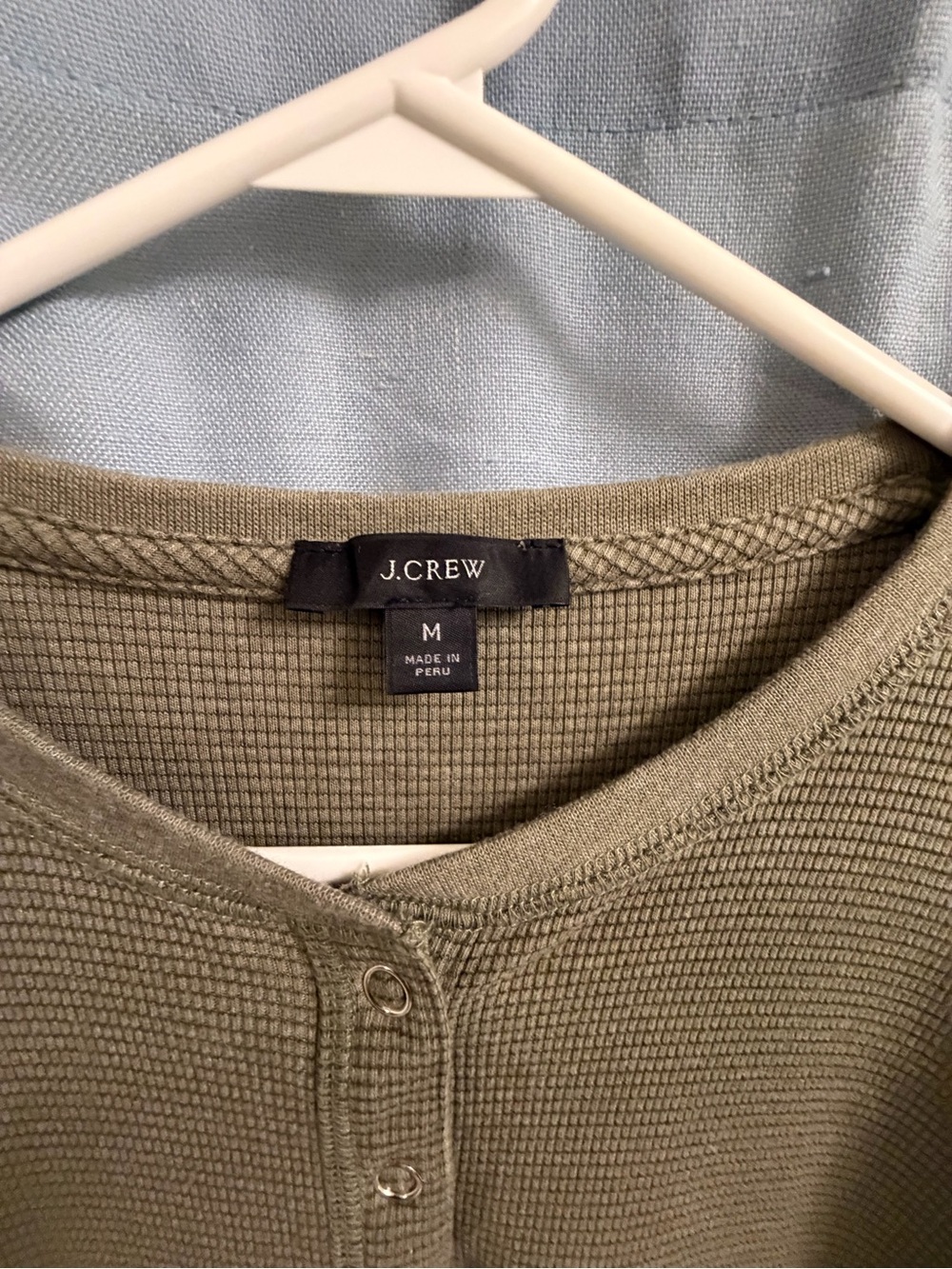 J.Crew Women’s Olive Green Waffle Knit Henley Sweater - M